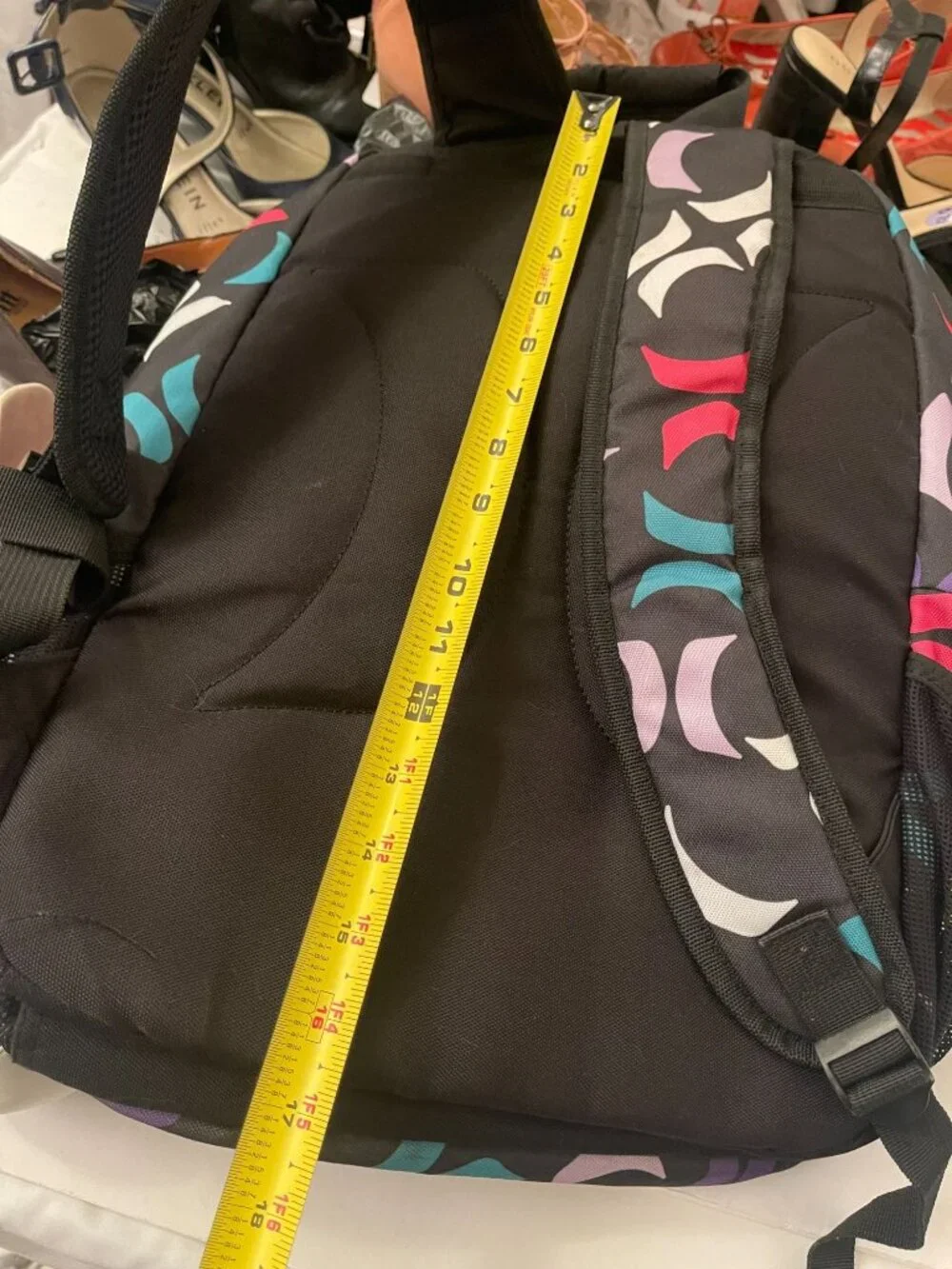 Hurley Colorful Backpack Book‎ Bag Black Multi-Color Logo/Graphic Daypack